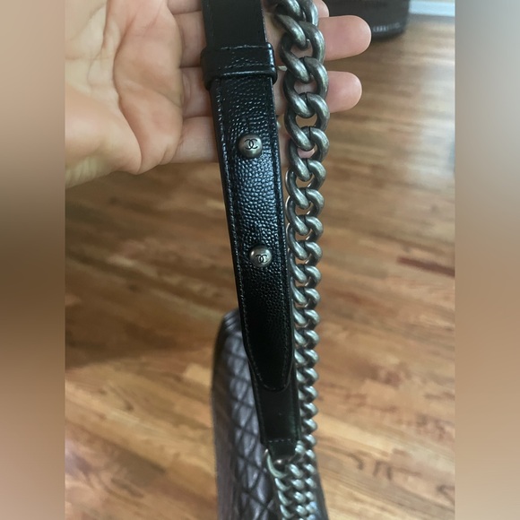 Chanel Boy Bag Black Caviar Silver Ruthenium Hardware  With Card - Picture 5 of 17